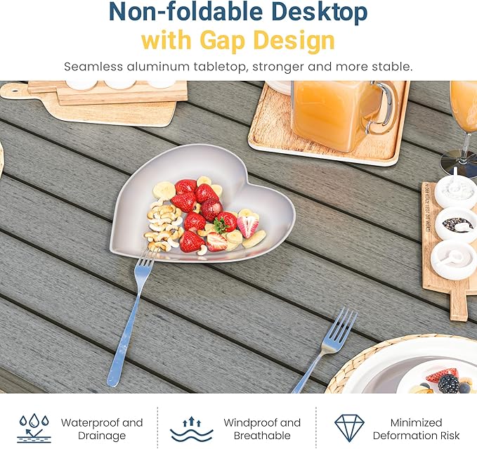 Wisteria Lane Aluminum 7 Pieces Patio Dining Sets, Outdoor Dining Table with 6 Chairs, Outdoor Patio Dining Furniture Set with Removable Cushion for Lawn, Garden, Backyard, Gray