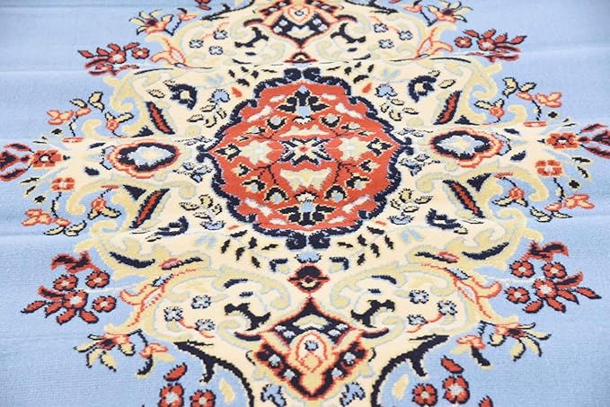Unique Loom Reza Collection Traditional Persian Style Area Rug, 7 x 10 ft, Light Blue/Ivory