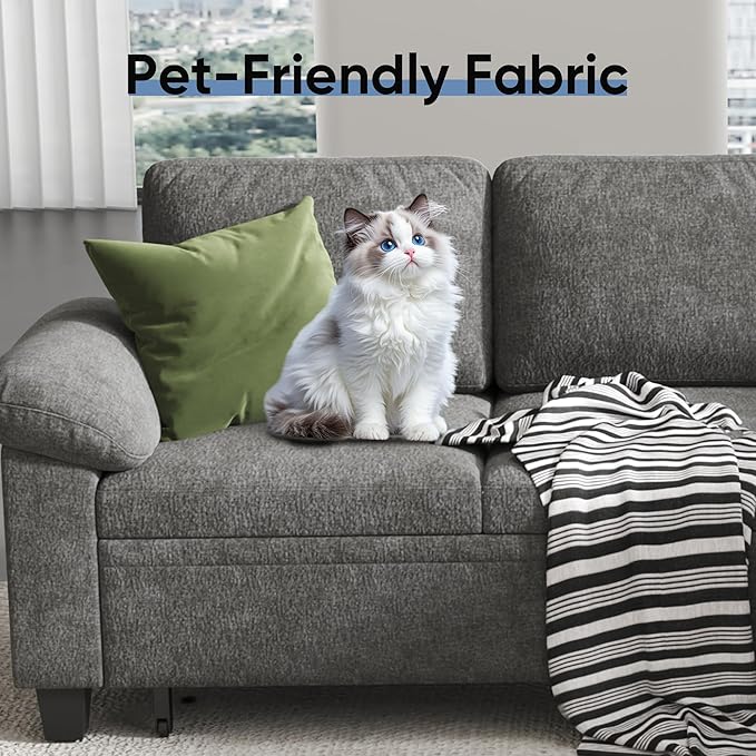 76.8" Modular Sectional Sleeper Sofa with Pull Out Bed,U Shaped 5 Seat Sectional Sofa with Storage, Modular Couch for Living Room,Deep Seat Couch with Removable Sofa Cover,Gray