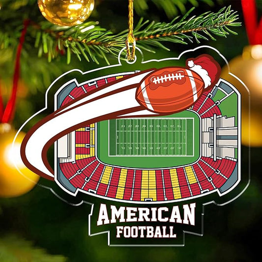 Football Christmas Ornaments 2025 - Acrylic Football Ornaments for Christmas Tree - Sports Themed Hanging Decor for Friends, Sport Player, Coaches, Teammates, Fans -Tree Decor Keepsake for Enthusiast