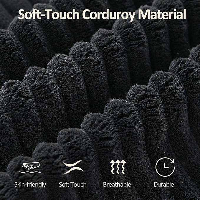 110" Boneless Sectional Couch with Chaise Lounge, Cloud Couch Compressed Sofa L Shape, No Assembly Memory Foam Sofa for Living Room, Black Corduroy