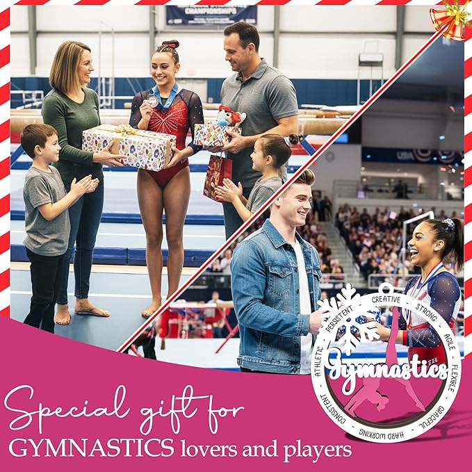 Gymnastics Christmas Ornament 2025-2 Layer Wooden Gymnastic Ornaments for Christmas Tree - Gymnastics Ornament for Girl - Gymnast Gifts for Girls, Athletes - Gymnast Wood Hanging Decor Ornaments