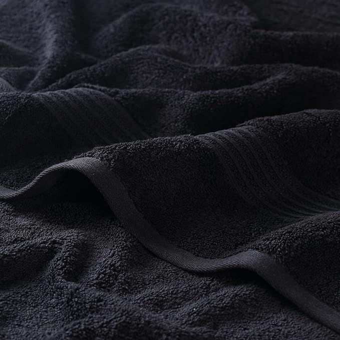 Superior Egyptian Cotton 8-Piece Towel Set, Assorted Towels for Home Bathroom, Guest Bath Decor Essentials, Includes 2 Bath, 4 Hand, 2 Face Towels/Washcloths, Quick Dry, Absorbent, Black