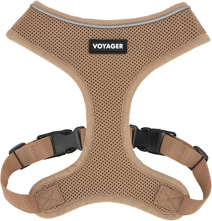 Best Pet Supplies Voyager Aerolite No Pull Mesh Dog Harness, Reflective Stitching, Breathable Harness, Adjustable for Walking, Training, Running, Heavy Duty and Durable, Beige, S