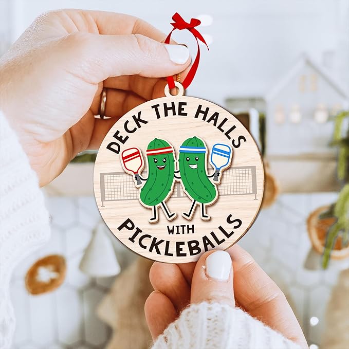 Pickleball Ornament for Christmas Tree - Ideal for Pickleball Enthusiasts, Deck The Halls with Funny Ornaments, Unique Stocking Stuffers, Perfect for Pickleball Gifts Ideas