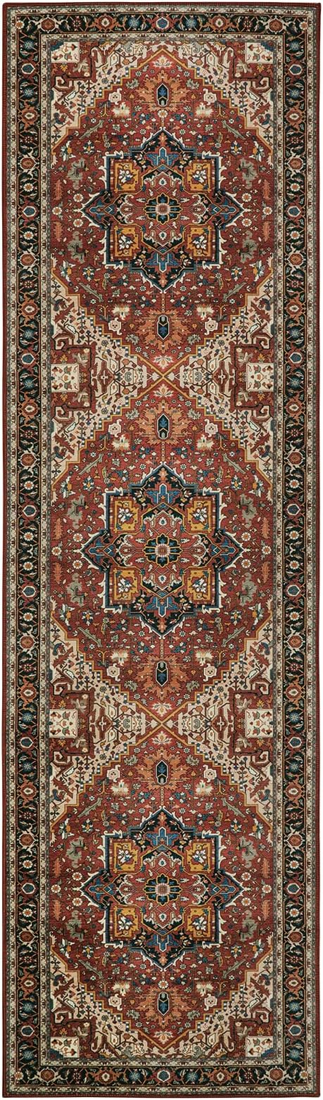 Moynesa Ultra-Thin Washable Runner Rug - 2x7 Low Pile Kitchen Rug Runners for Hallways, Boho Non-Slip Low Pile Indoor Throw Carpet Runner for Living Room Bedroom Bathroom Floor Camper, Brown