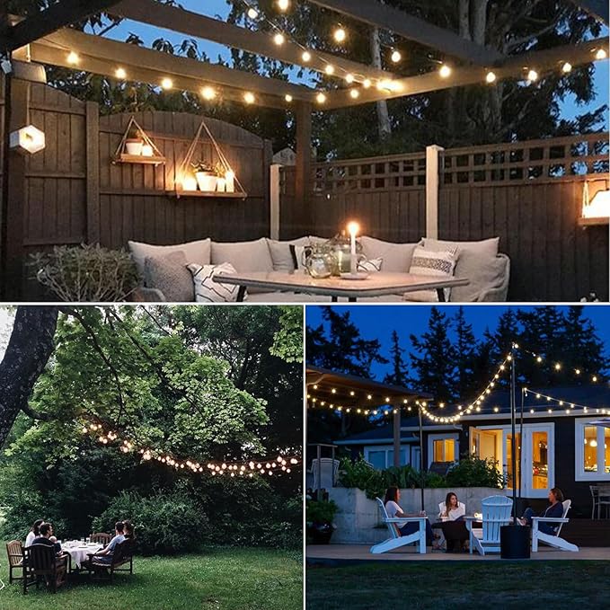 40FT LED Outdoor String Lights Waterproof, G40 LED Globe Outdoor Lights for Patio with 27 Edison Vintage Shatterproof Bulbs, Connectable Backyard Lights for Garden, Bistro, Porch, Cafe