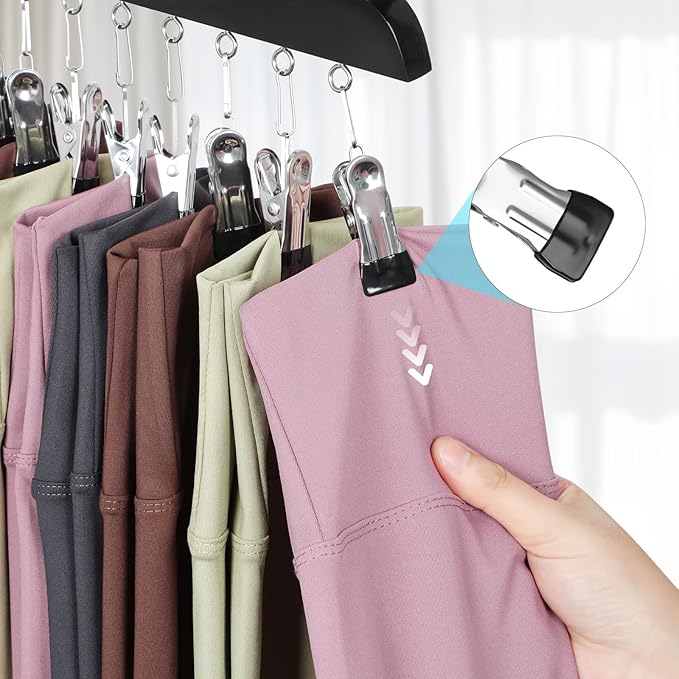 TOPIA HANGER 2 Pack Bra Hanger with Leggings Organizer, 2-in-1 Space Saving Hangers Neatly Store Max 20 Bras and 10 Leggings, Pants Jeans Shorts Skirt Tank Top Hanger for Closet Black CT76B