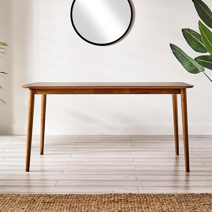 Furniturebox UK Solid Wood Table - Lynton Wooden Dining Table - Modern Take on Traditional Classic Farmhouse Dining Furniture - Retro Solid Rubberwood (6 Seat Table)