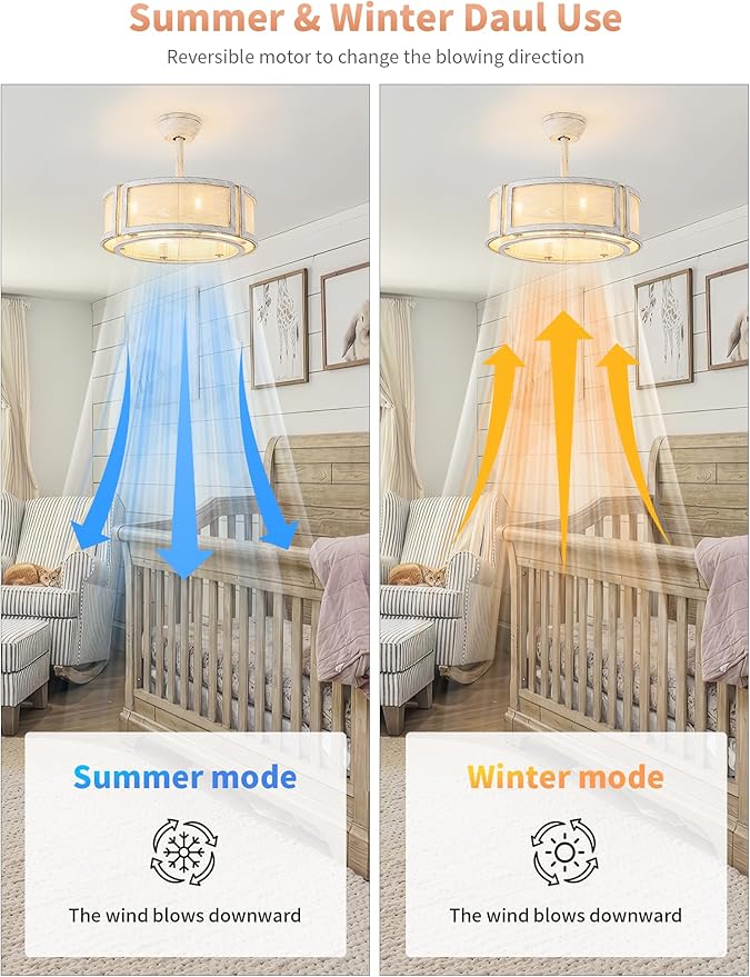 20" Boho Fandelier Ceiling Fan with Light,6 E12 Bulbs Include, Rattan Chandelier Ceiling Fans with Lights Remote Control, Mid-Century with 6 Speeds for Bedroom, Nursery, Living Room