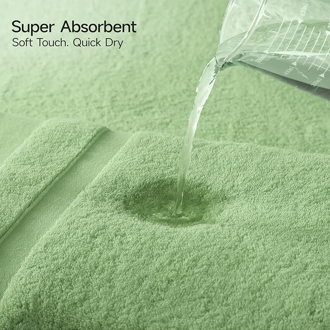 REDKISS 100% Cotton Bath Towels Set of 2, Extra Large Bath Sheets 35 X 70 Inches, 800 GSM, Quick Dry, Ultra Soft & Super Absorbent Bathroom Towel Sets for Bathroom, Gym, Spa, Pool & Hotel, Green