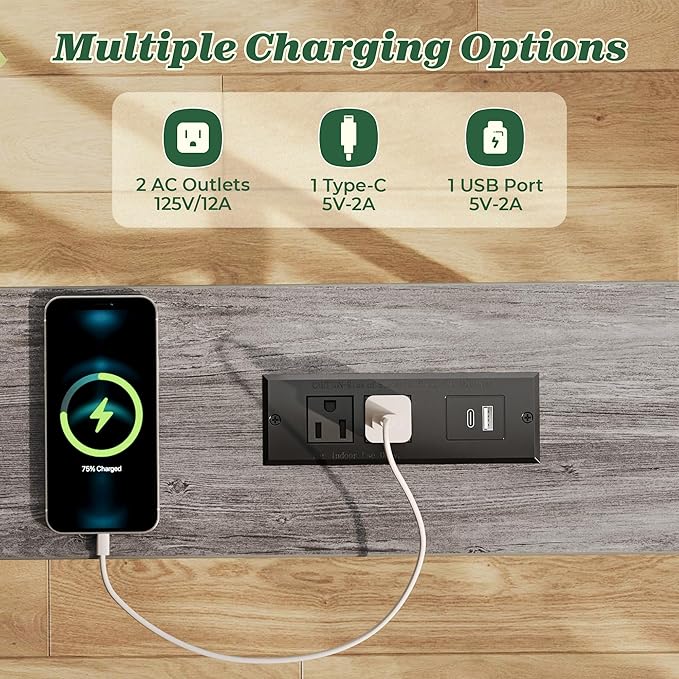 SUPERJARE 5.7 Inch Console Table with Outlet, Sofa Table, Behind Couch Table, 5.7 x 39.4 x 29.7 Inches, Metal Frame, Charging Station, Charcoal Grey