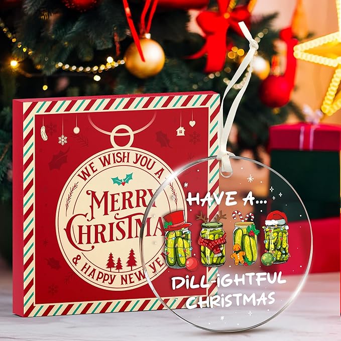 Dill Pickle Ornament - Dill Pickle Ornaments for Christmas Tree - Unique Feature of Small Pickle Ornaments - Ideal Gift for Christmas Tree, Perfect Pickles Ornament for Xmas