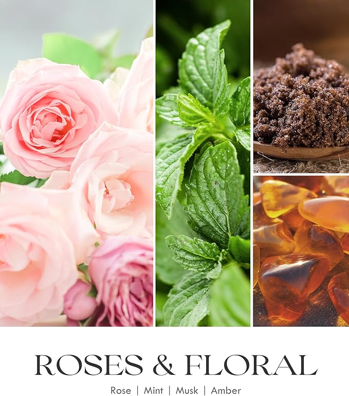 AOOVOO Rose Scented Candles for Women - Aromatherapy Candle with Crystals Inside, 10oz Soy Candles for Home Scented, Birthday Gifts Christmas Candle for Mom Women