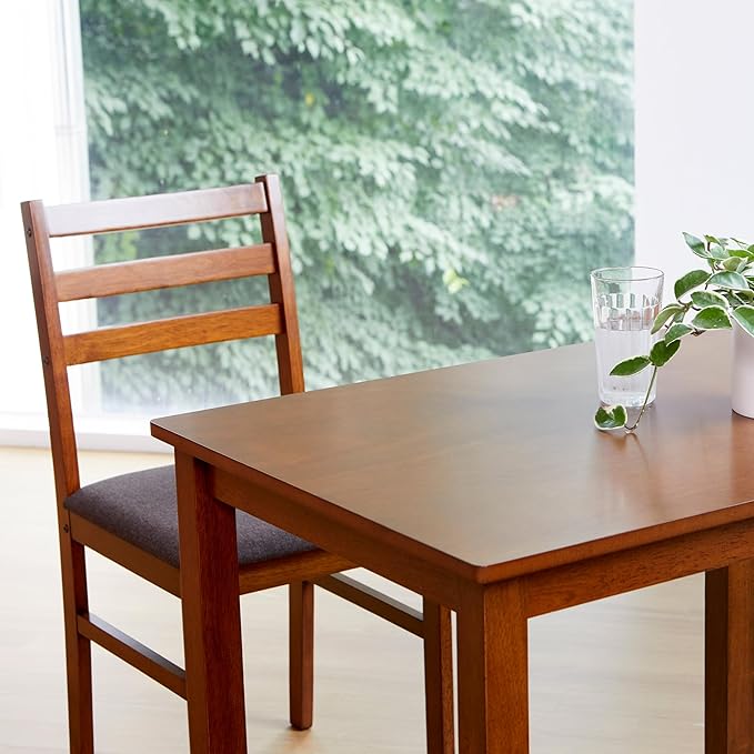 Livinia Seattle Modern Farmhouse Kitchen Dining Room Chair Set of 4, Solid Wood Fabric Upholstered Cushion Seat Wood Ladder Back Chairs (Antique)