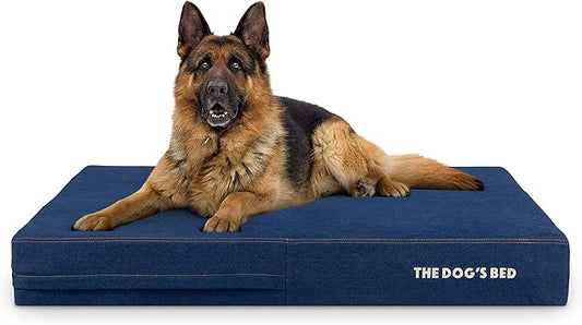 The Dog’s Bed Orthopedic Memory Foam Dog Bed, XL Blue Denim 46x28, Pain Relief for Arthritis, Hip & Elbow Dysplasia, Post Surgery, Lameness, Supportive, Calming, Waterproof Washable Cover
