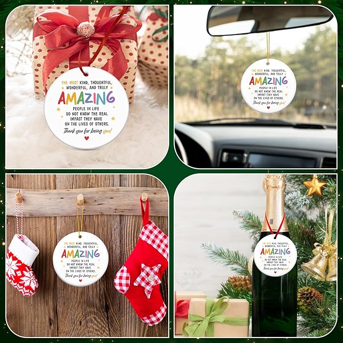 GEEMBI Christmas Coworker Gifts for Women Friends - Ceramic Christmas Ornaments 2025 for Tree Decorations - Inspirational Appreciation Thank You Gifts for Coworkers Work Bestie, Stocking Stuffers