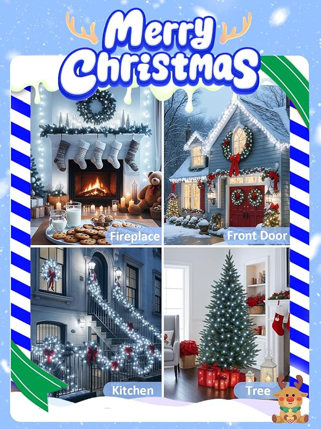 Voice Controlled Smart Christmas Lights Outdoor, 175ft 500 LED Twinkle String Lights with 7 Voice Commands, 12 Modes & Timer, Waterproof Christmas Tree Lights for Party Garden (Cool White)