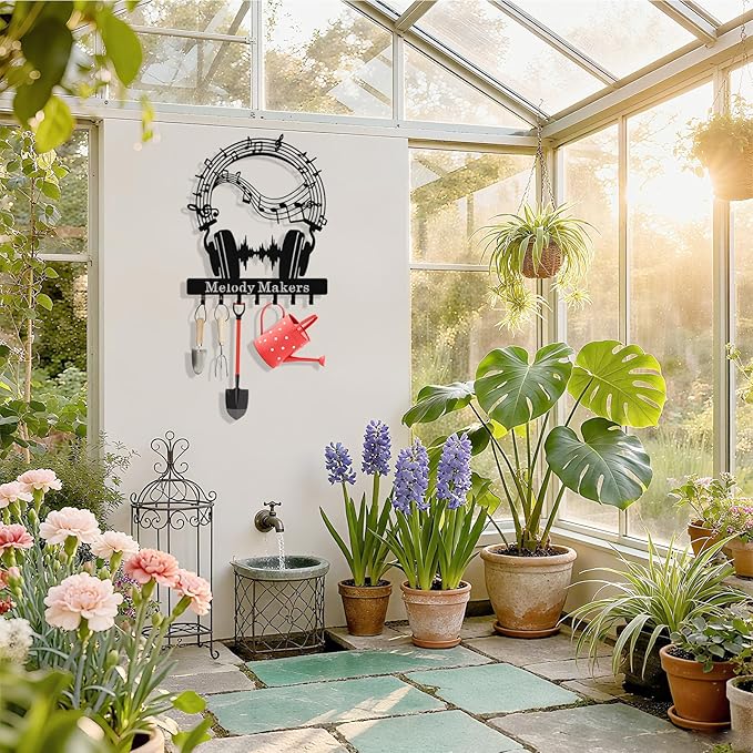 Personalized Key Holder Wall Mount, Custom Metal Music Keys Holder for Wall with Name, Wall Key Hanger Rack with Hooks for Entryway, Front Door, Living Room, Kitchen, Bathroom, Garden