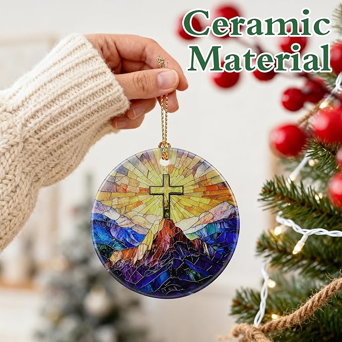 Christian Cross Ornament | Religious Christmas Ornament, Christmas Tree Decoration, Christian Home Decor | Religious Gifts | Easter Faith Cross Gifts, Baptism Gift, Confirmation Gift