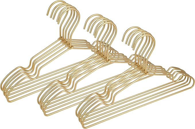 Premium Clothes Hangers 16.5" Metal Gold Coat Hangers Non Slip Hook Laundry Wire Suits Shirt Hangers Save Space Closet Storage Pants Hanger 30Pack