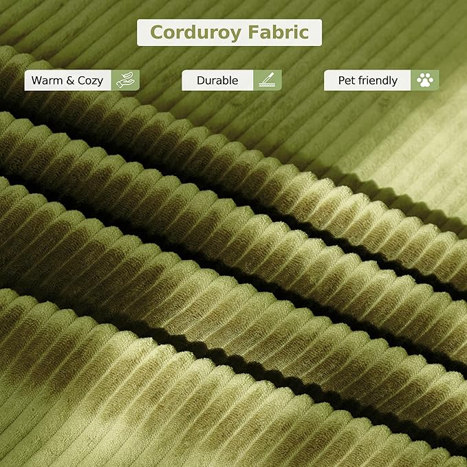 78.8''Convertible Sleeper Sofa Bed,Compressed Floor Boneless Couch,Modular Modern Corduroy Sofa for Living Room Bedroom -with Fixed-Shape Frame and Support Armrest,Easy Assembly(Fruit Green)