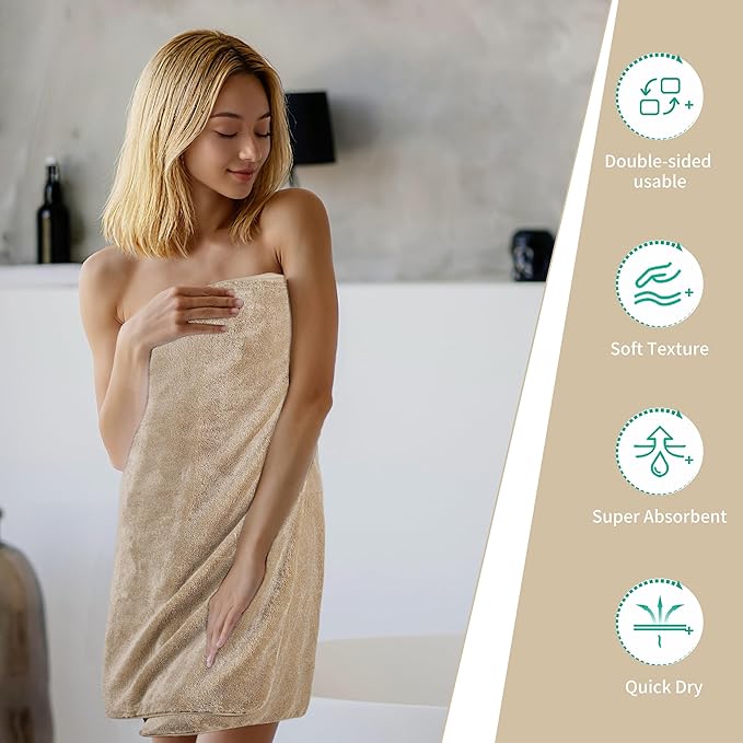 Ring Spun Terry Microfiber Bath Towel Set, 3 Piece, Oversize, Quick Dry, Lint Free, Includes Bath, face, and Hand Towels (Beige)