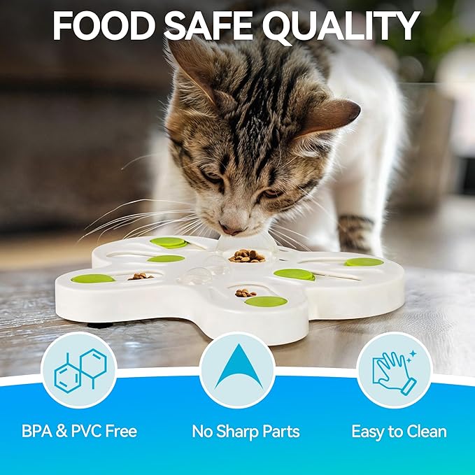 ALL FOR PAWS Interactive Cat Puzzle Feeder – Butterfly Shape Slow Feeder & Treat Dispenser – Enrichment Toy for Kittens & Indoor Cats