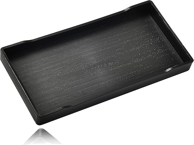 Small Black Mini Tray (8 inch x 4 inch) for Kitchen Counter, Bathroom for Vanity Items, Coffee Accessory, Bar, Serving Seasoning, Salt and Pepper, Soap, Perfume or Display Use.
