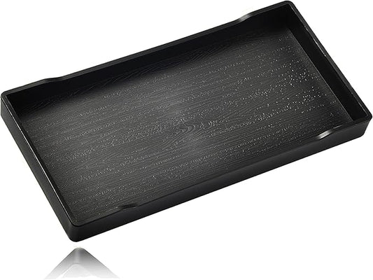 Small Black Mini Tray (8 inch x 4 inch) for Kitchen Counter, Bathroom for Vanity Items, Coffee Accessory, Bar, Serving Seasoning, Salt and Pepper, Soap, Perfume or Display Use.