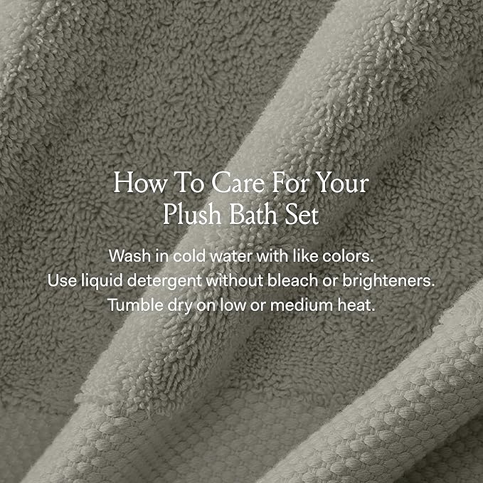 BOLL & BRANCH Plush Bath Sheet Set - Mineral - 6 Piece - Includes 2 Oversized Bath Sheets, 2 Hand Towels & 2 Washcloths - 100% Organic Cotton - Ultra Soft & Luxurious - Quick Absorbing