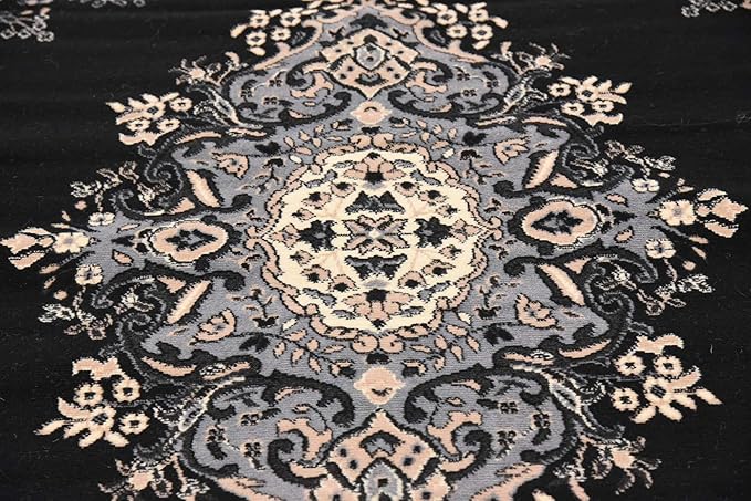 Unique Loom Reza Collection Traditional Persian Style Area Rug, 8' 0" x 8' 0", Black/Beige