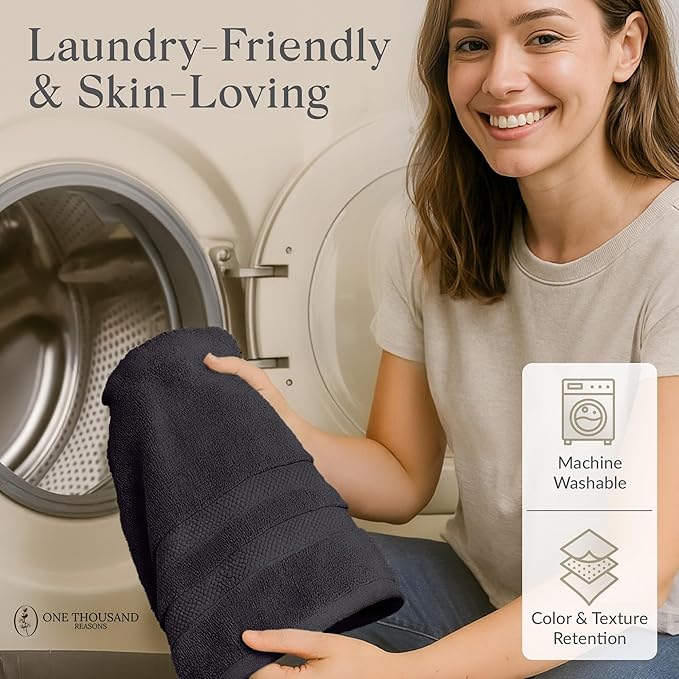 Premium Staple Cotton Bathroom Towel Set - Dark Gray 600 GSM 6-Piece Luxury Bath Towel Set 3 Stripe - 2 Bath Towels, 2 Hand Towels & 2 Washclothes Set - High Absorbent & Quick Dry for Gym, Spa, Hotel