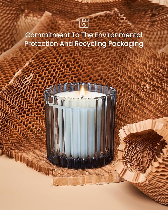 M&SENSE Blue Soy Candles for Home Scented, Cider Amber Christmas Candles Non Toxic, 9.2oz Natural Organic Clean Burning Up to 60 Hours, Christmas Home Decor Gifts for Men