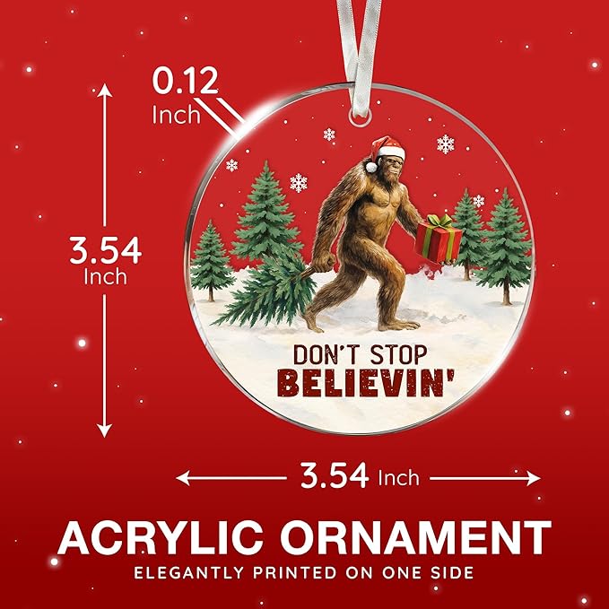 Bigfoot Ornament - Bigfoot Ornaments for Christmas Tree - A Quirky Sasquatch Christmas Tree Topper, Unique Gift for Bigfoot Lovers, Perfect Ornaments for Holiday Decor, Sasquatch and Big Foot Gifts