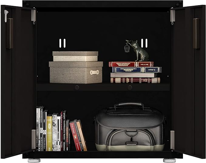 for Home Ready-to-Assemble Steel Cabinet with Two Doors (Black)