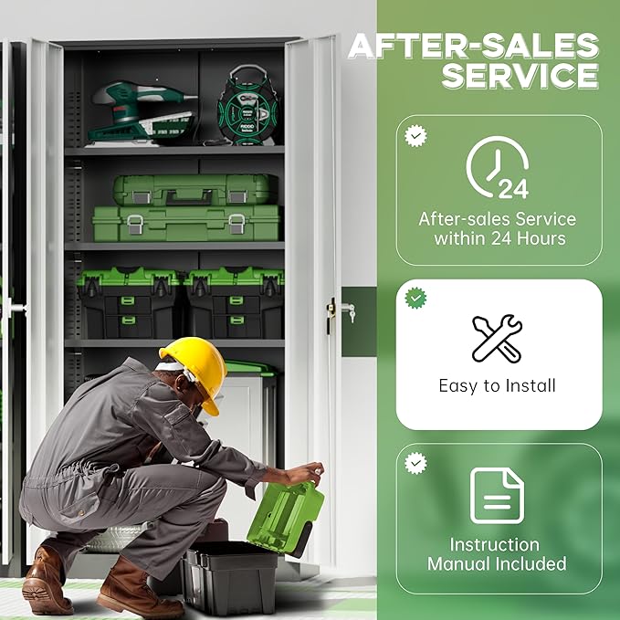 INTERGREAT Metal Storage Cabinet,72" Steel Lockable Cabinet with Locking Doors and Adjustable Shelves,Locking Tool Cabinets for Office,Home,Garage,Gym,School (Black Grey)