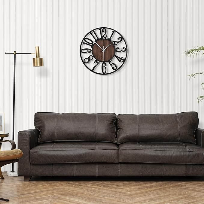 LEIKE 14in Arabic Numeral Wall Clock Battery Operated Black, Silent Non Ticking, Wall Clocks for Living Room Decor, Small Classic for School, Office, Home, Kitchen, Bedroom