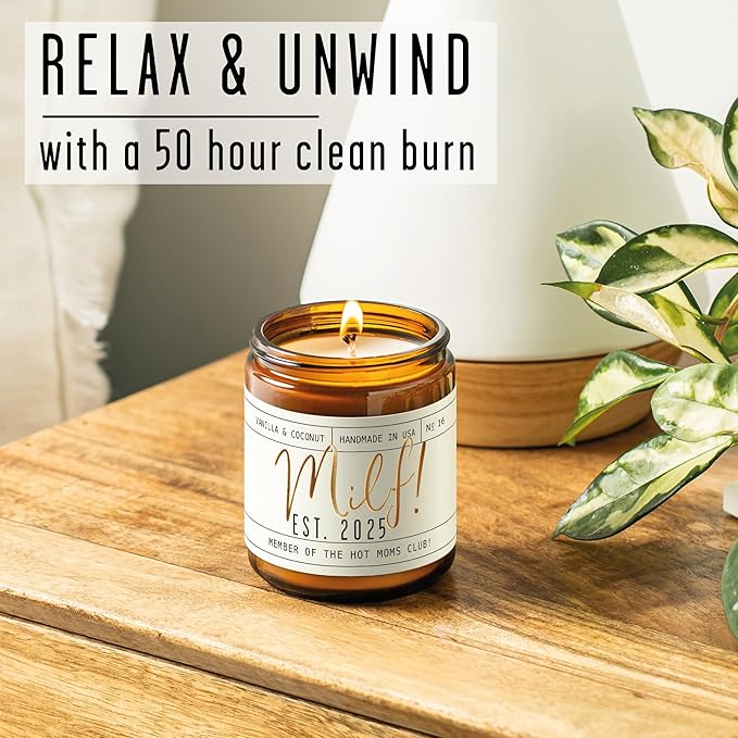 New Mom Gifts for New Mom - 'Est. 2025' Candle, w/Coconut & Vanilla-Infused Essential Oils I Postpartum Gifts for First Time Mommy Push Presents I 50Hr Burn, USA Made
