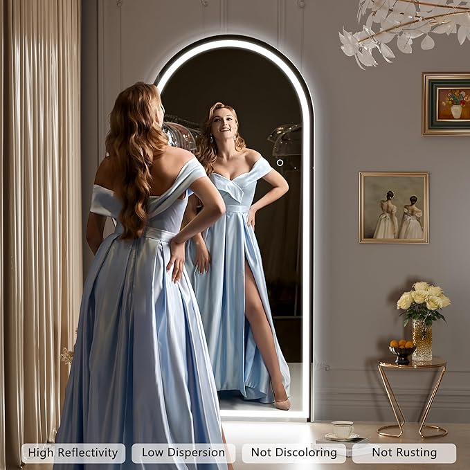 Hasipu 83" X 36" Full Length Mirror with Lights, White Frame Arch Led Mirror Full Length and 3 Colors Temperatures & Brightness Adjustable,Light Up Mirror Full Body for Bedroom Cloakroom Living Room