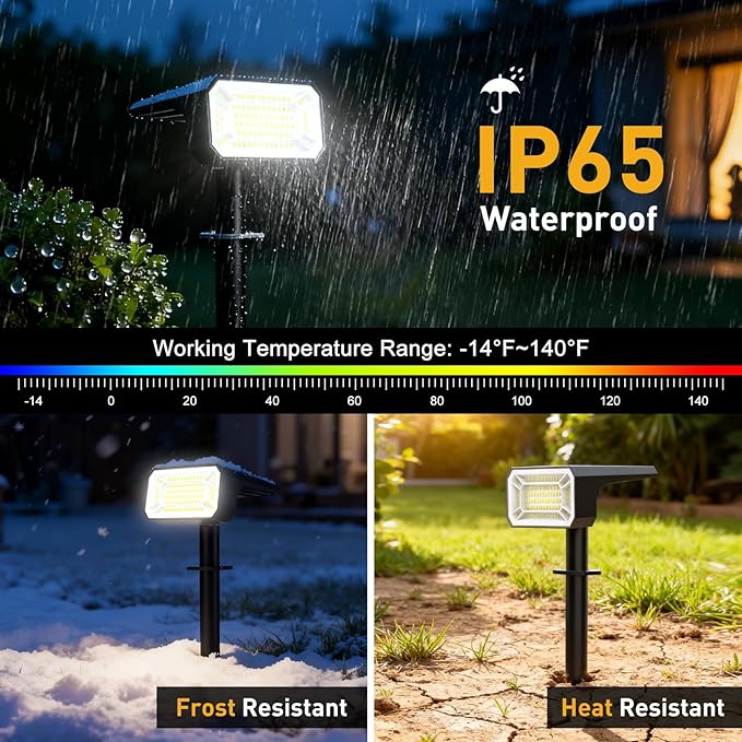 Solar Spot Lights Outdoor Waterproof IP65, [12 Pack/100 LED/4 Modes] 2-in-1 Solar Landscape Spotlights, Auto On/Off High Lumens Spot Lights for Outside Yard Garden Pathway(Cool White)
