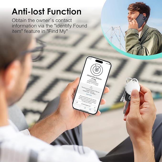 Air Tracker Tags-4 Pack: Bluetooth Tracker Works with Apple Find My (iOS Only), Key Finder and Smart Tag Locator for Luggage, Backpack, Suitcases, Pets, Replaceable Battery(White)