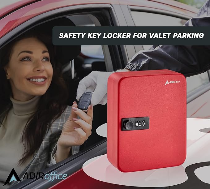 AdirOffice Steel Combination Lock Keys Cabinet Security Storage Box Organizer Holder Locked Key Box Wall Mount 30 Slots