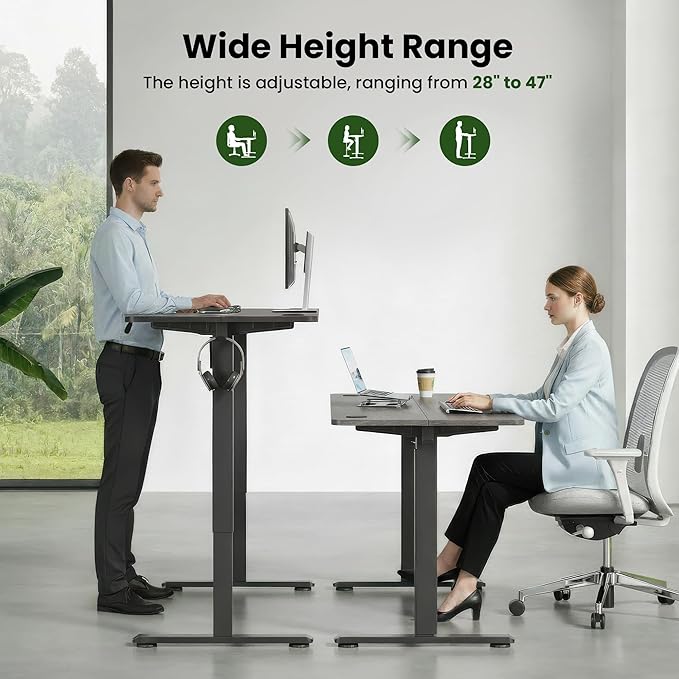 Casaphoria 40 x 24 inches Inch Electric Standing Desk, Sit to Stand Desk with Memory Height Adjustment, Home Office Computer Desk for Writing and Games, Grey