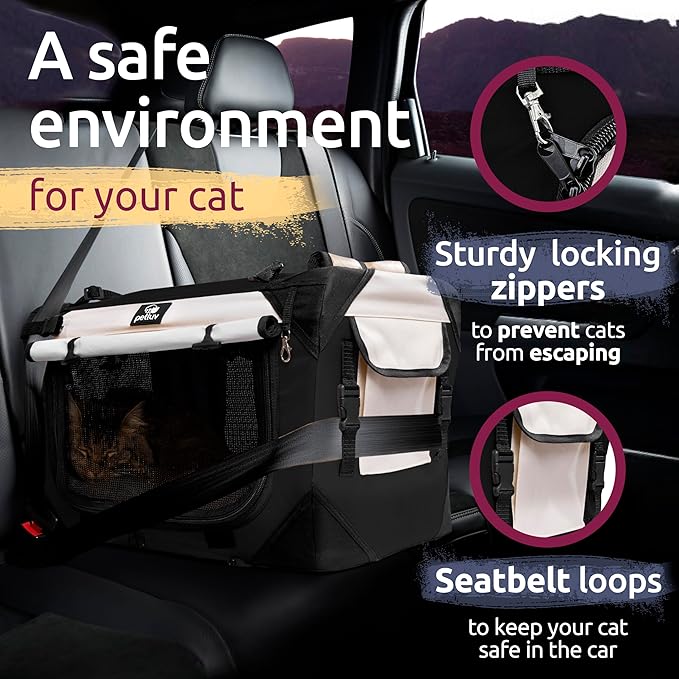 Large Pet Carrier on Wheels. Holds 2 Cats or Medium Dog. Rolling, Soft Sided Cat Carrier & Dog Crate for Travel. Collapsible, Portable Cat Bag with Soft Bed, Top & Side Loading, Locking Zippers