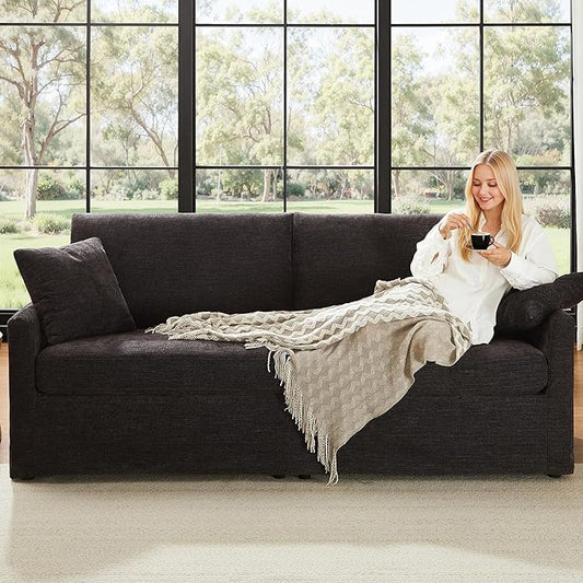 85" Chenille Sofa Couches for Living Room, 3 Seater Sofa with 2 Pillows, Modern Couches Tool-Free Setup, Comfy Oversized Loveseat with Medium Firm Cushions for Small Spaces, Apartment