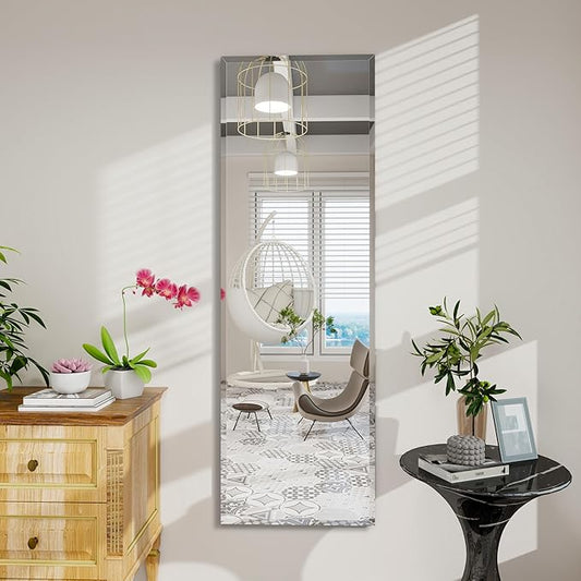 Full Length Mirror Door Hanging, 64X21 Full Length Hanging,Beveled Mirror Frameless，Bedroom, Wardrobe, Door (64 * 21 Inch)