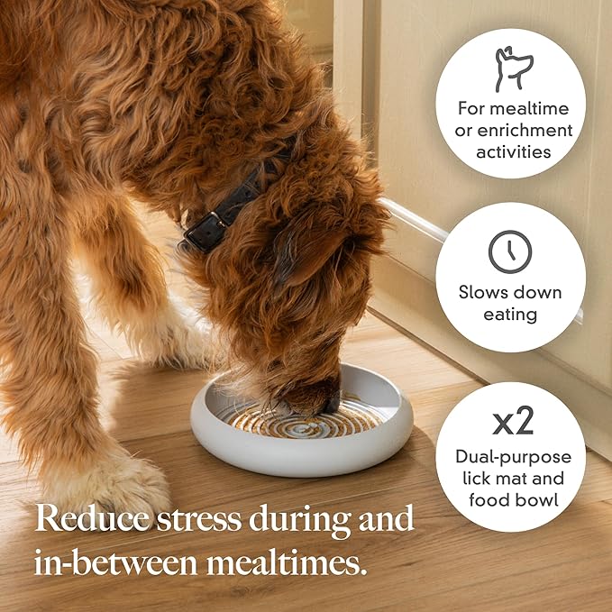 LAY LO Dog Slow Feeder – Combination Lick Mat & Food Bowl | Slow Eating Dog Bowl for Anxiety Relief | BPA-Free, Dishwasher Safe | Includes Live Trainer Support