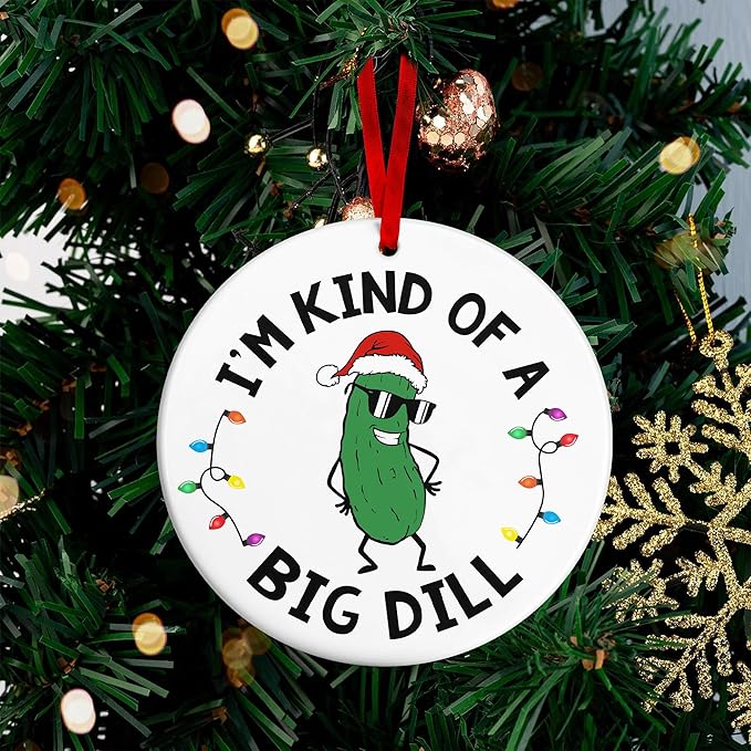 Pickle Ornament - Perfect Pickle Ornaments for Christmas Tree, Delightful Christmas Ornaments for The Big 'Dill' in Your Life, Durable Shatterproof Pickle Ornament, Ideal Gifts for Pickles Lovers