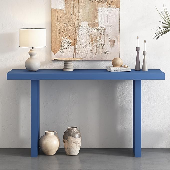 Contemporary Minimalist Wood Console Table 59-Inch Modern Entry Sofa Table Accent Table for Entryway Living Room Home Office, Navy Blue
